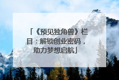 《预见独角兽》栏目：解锁创业密码，助力梦想启航