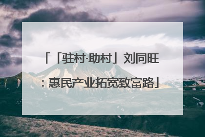「驻村·助村」刘同旺：惠民产业拓宽致富路