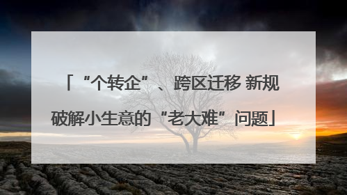 “个转企”、跨区迁移 新规破解小生意的“老大难”问题