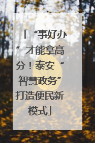 “事好办”才能拿高分！泰安“智慧政务”打造便民新模式