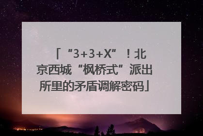 “3+3+X”！北京西城“枫桥式”派出所里的矛盾调解密码