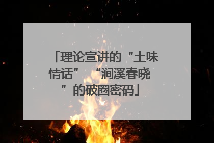 理论宣讲的“土味情话” “涧溪春晓”的破圈密码