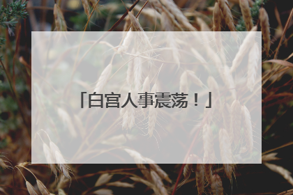 白宫人事震荡！