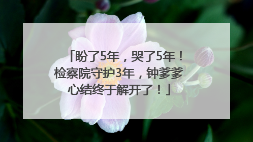 盼了5年，哭了5年！检察院守护3年，钟爹爹心结终于解开了！