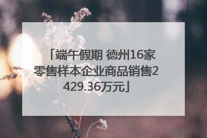 端午假期 德州16家零售样本企业商品销售2429.36万元