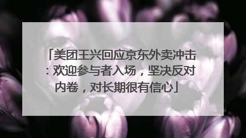 美团王兴回应京东外卖冲击：欢迎参与者入场，坚决反对内卷，对长期很有信心