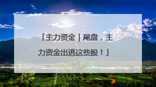 主力资金｜尾盘，主力资金出逃这些股！
