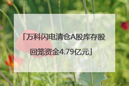 万科闪电清仓A股库存股 回笼资金4.79亿元