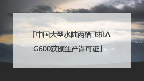 中国大型水陆两栖飞机AG600获颁生产许可证