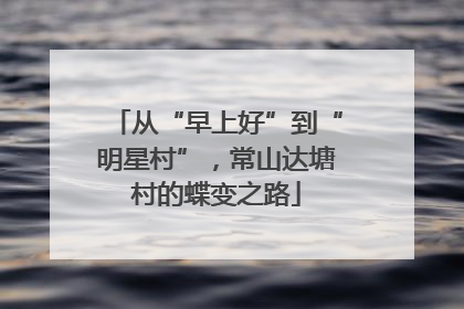 从“早上好”到“明星村”，常山达塘村的蝶变之路