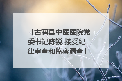 古蔺县中医医院党委书记陈锐 接受纪律审查和监察调查