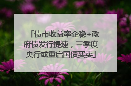债市收益率企稳+政府债发行提速，三季度央行或重启国债买卖