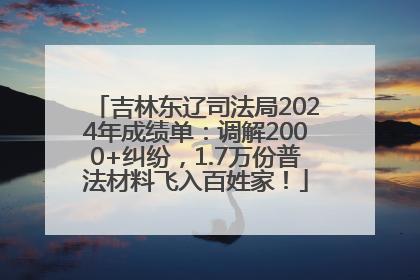 吉林东辽司法局2024年成绩单：调解2000+纠纷，1.7万份普法材料飞入百姓家！