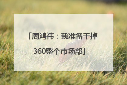 周鸿祎：我准备干掉360整个市场部