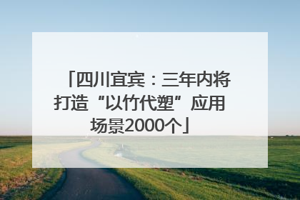 四川宜宾：三年内将打造“以竹代塑”应用场景2000个