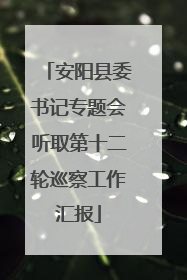 安阳县委书记专题会听取第十二轮巡察工作汇报