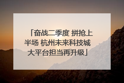 奋战二季度 拼抢上半场 杭州未来科技城大平台担当再升级