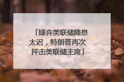 嫌弃美联储降息太迟，特朗普再次抨击美联储主席
