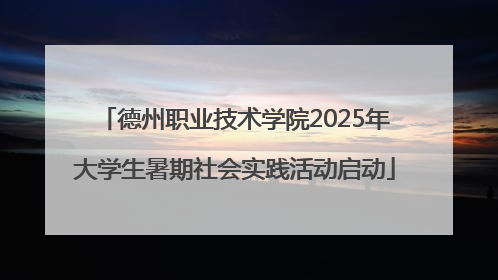 德州职业技术学院2025年大学生暑期社会实践活动启动