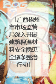 广西梧州市市场监管局深入开展建筑保温材料安全隐患全链条整治行动