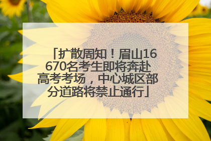 扩散周知！眉山16670名考生即将奔赴高考考场，中心城区部分道路将禁止通行