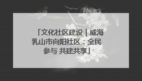 文化社区建设｜威海乳山市向阳社区：全民参与 共建共享