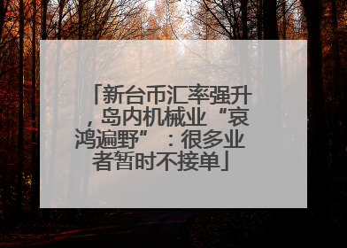 新台币汇率强升，岛内机械业“哀鸿遍野”：很多业者暂时不接单