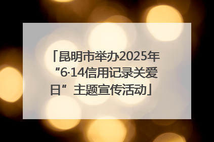 昆明市举办2025年“6·14信用记录关爱日”主题宣传活动