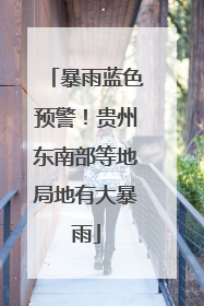 暴雨蓝色预警！贵州东南部等地局地有大暴雨