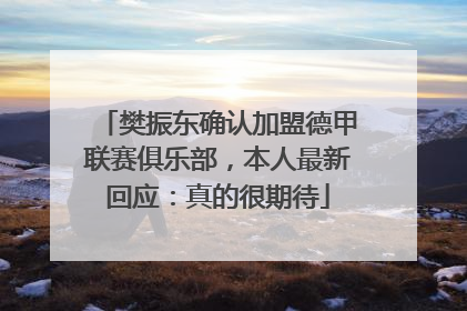 樊振东确认加盟德甲联赛俱乐部，本人最新回应：真的很期待