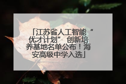 江苏省人工智能“优才计划” 创新培养基地名单公布！海安高级中学入选