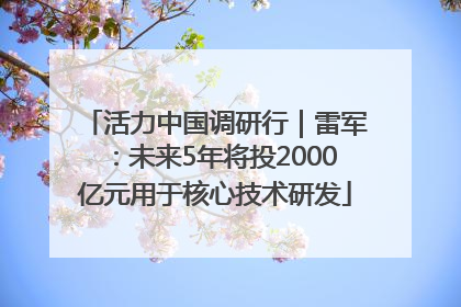 活力中国调研行｜雷军：未来5年将投2000亿元用于核心技术研发