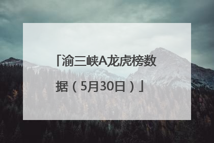 渝三峡A龙虎榜数据（5月30日）