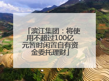 滨江集团：将使用不超过100亿元暂时闲置自有资金委托理财