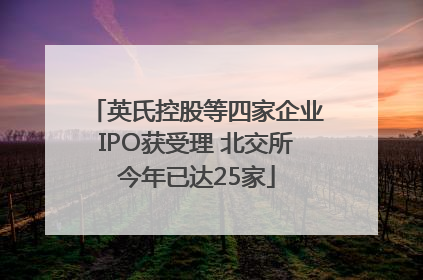 英氏控股等四家企业IPO获受理 北交所今年已达25家