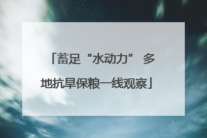蓄足“水动力” 多地抗旱保粮一线观察