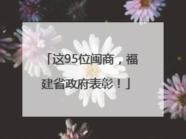这95位闽商，福建省政府表彰！