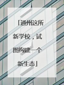 通州这所新学校，试图构建一个新生态