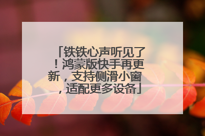 铁铁心声听见了！鸿蒙版快手再更新，支持侧滑小窗，适配更多设备