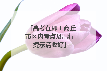 高考在即！商丘市区内考点及出行提示请收好