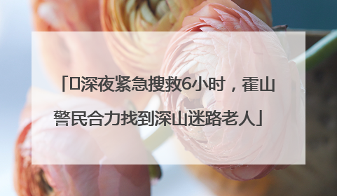 ﻿深夜紧急搜救6小时，霍山警民合力找到深山迷路老人