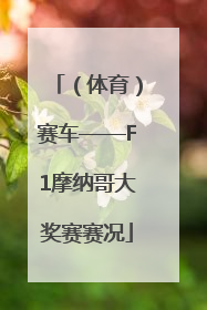 （体育）赛车——F1摩纳哥大奖赛赛况