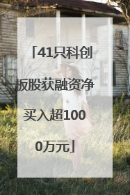 41只科创板股获融资净买入超1000万元